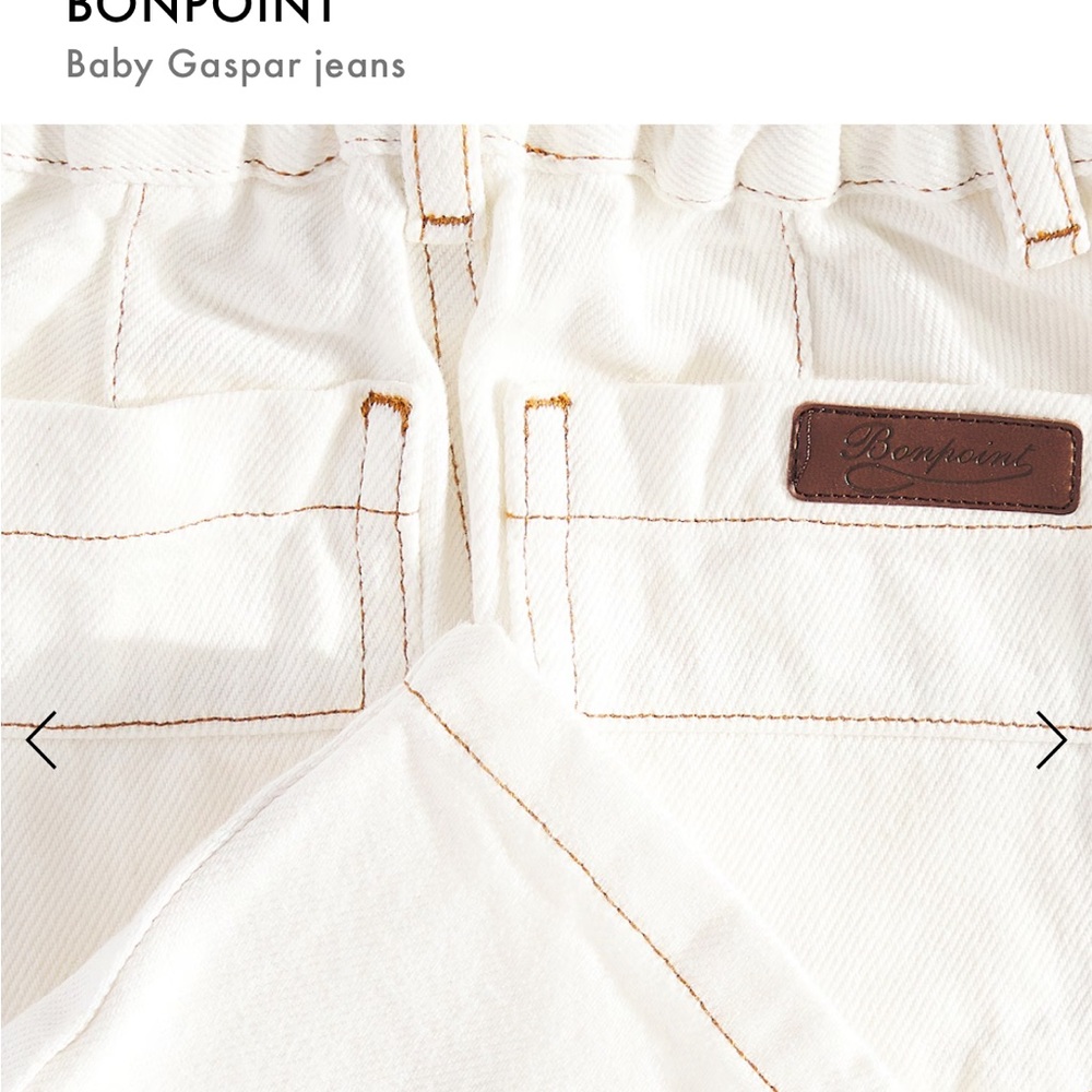 Bonpoint White Jeans Straight-Leg Durable - Picture 3 of 4